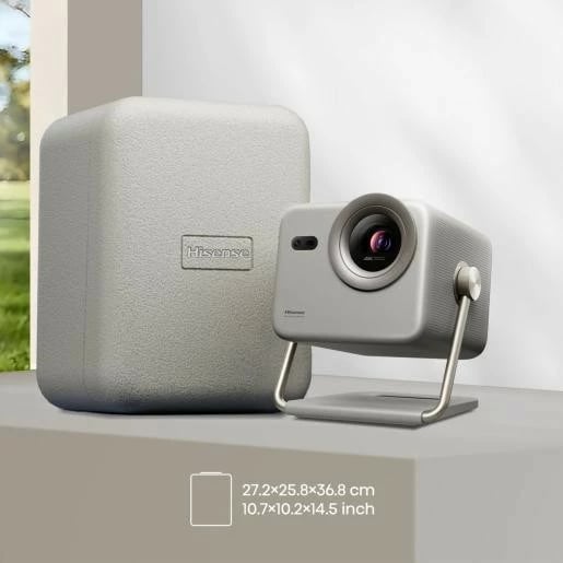 Projektor lazer 4K, Hisense M2 Pro, 1300 ANSI lm, short throw 1.0–1.3:1, auto-focus/keystone, Wi‑Fi/Bluetooth, gri