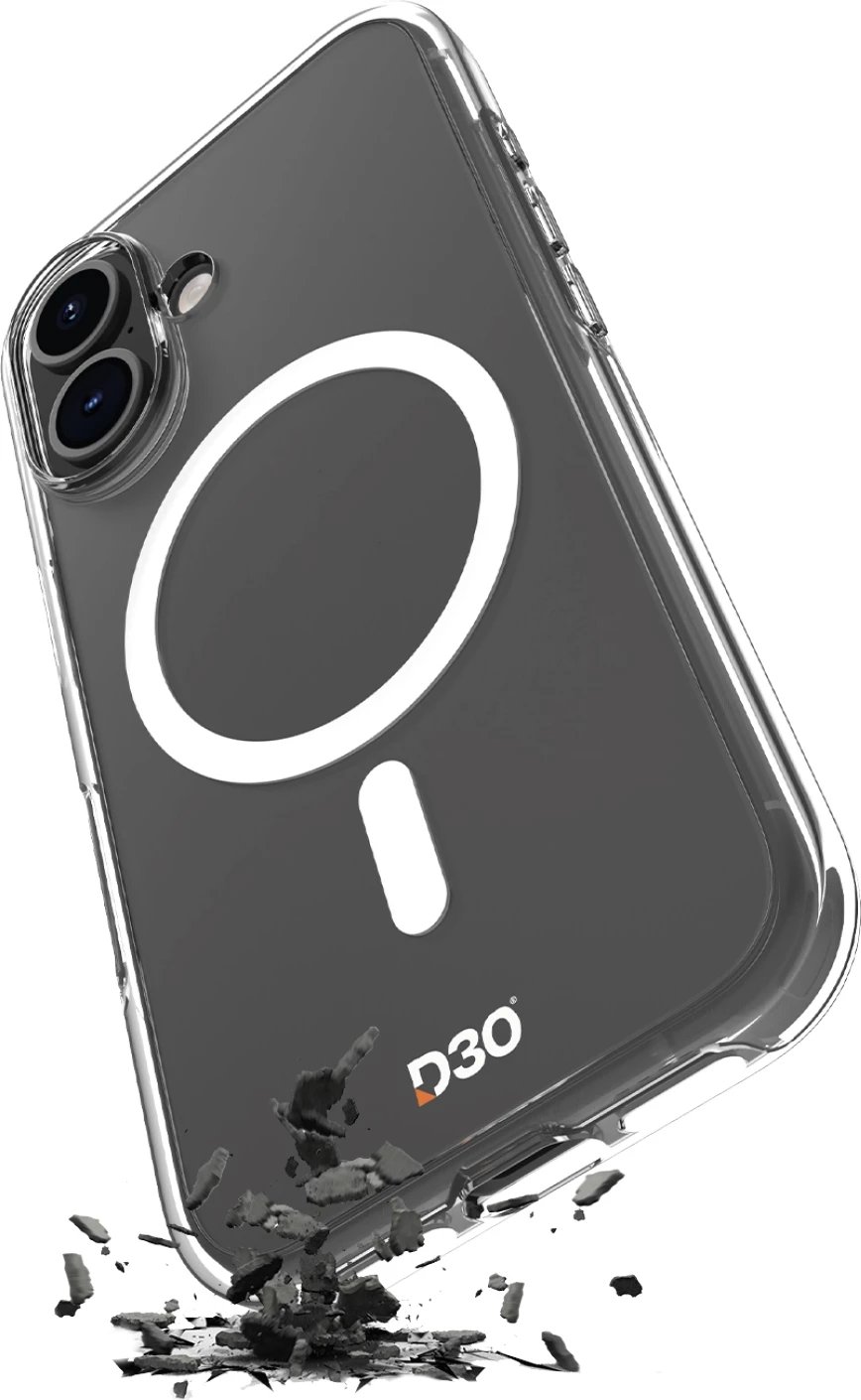 Mbështjellës Puro Impact Clear D3O MagSafe për iPhone 16, Transparent
