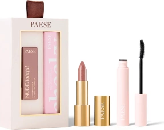 Mascara dhe Buzëkuq Paese Cheeky Nude Look për femra, Black / 400 Beige Marshmallow, 2 copë