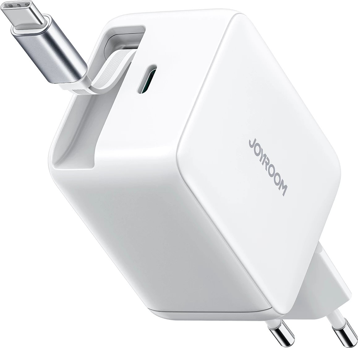 Karikues muri Joyroom JR-TCL06, 67W, GaN, me kabllo USB-C të integrume, Bardhë