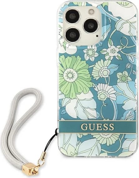 Mbështjellës Guess GUHCP13LHFLSN për iPhone 13/13 Pro 6.1", Flower Strap, Gjelbër