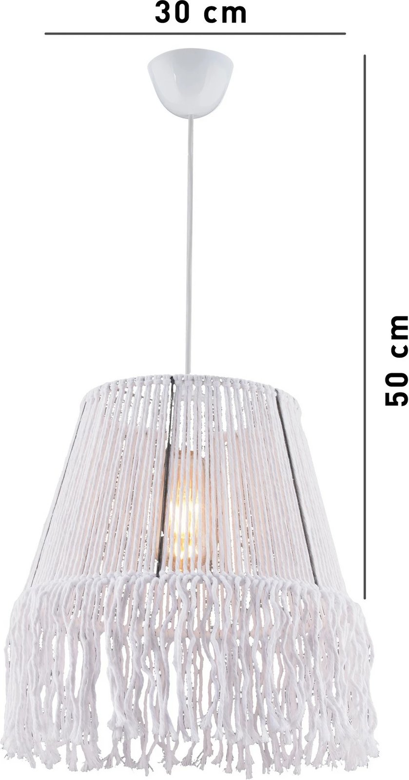 Llambë tavani Opviq, macrame e bardhë, Valance