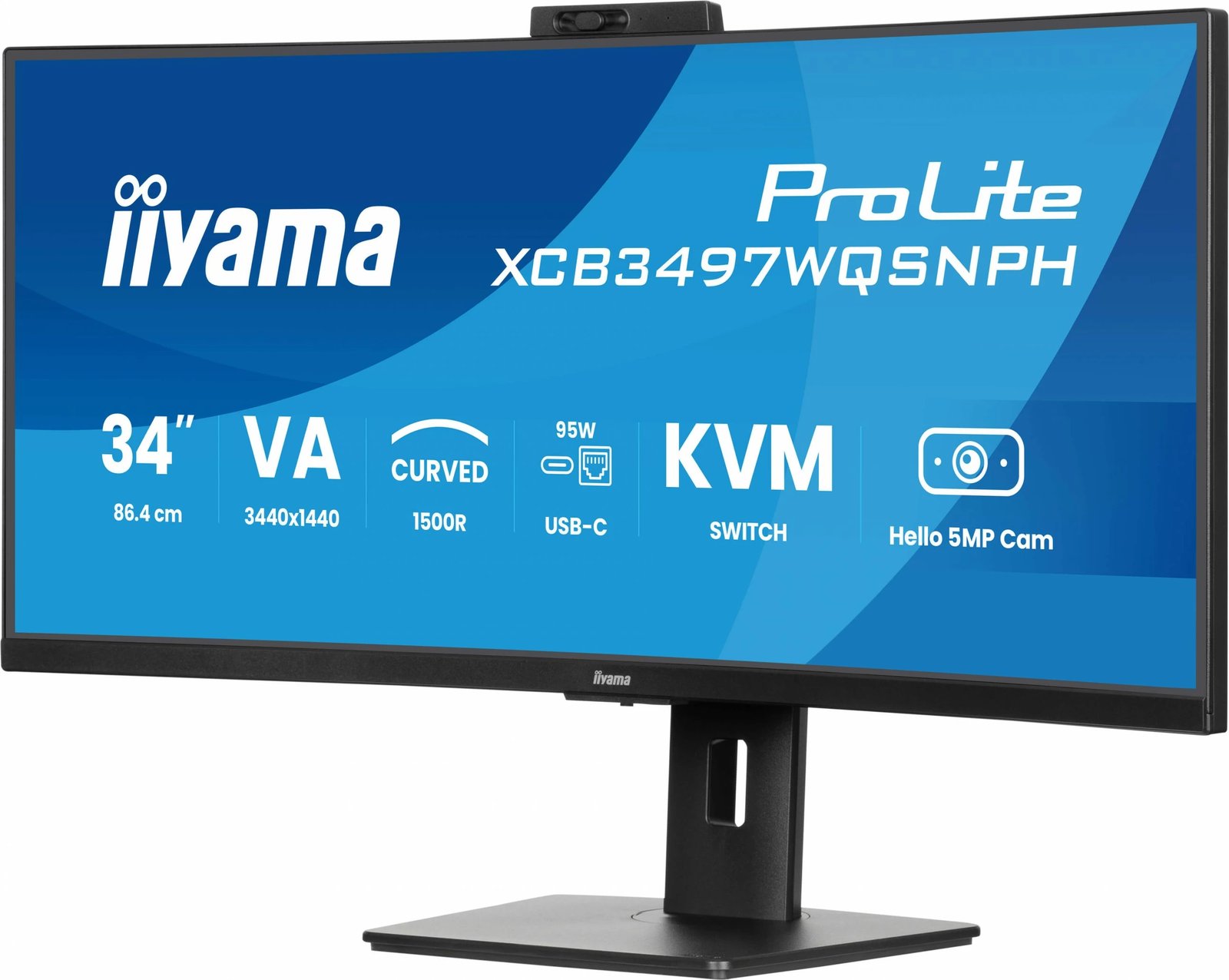 Monitor iiyama ProLite XCB3497WQSNPH-B1, 34", VA, UWQHD, KVM, USB-C, i zi
