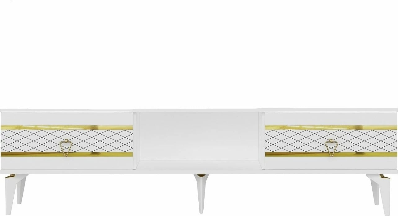 Komodë TV, ngjyrë e bardhë dhe ari, Skye Decor