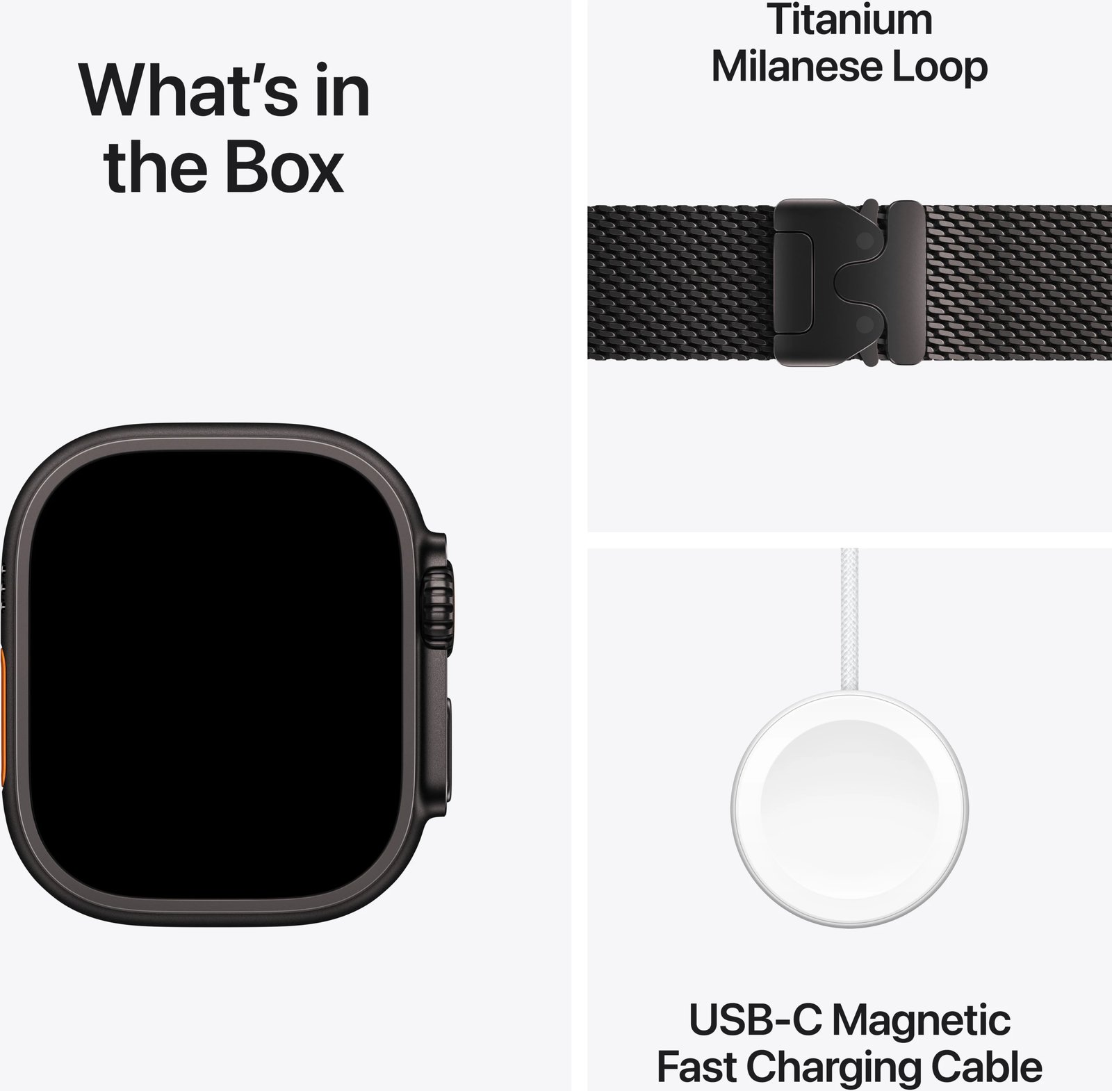 Apple Watch Ultra2 v2 Cellular 49mm Black Titanium Case with Black Titanium Milanese Loop - M