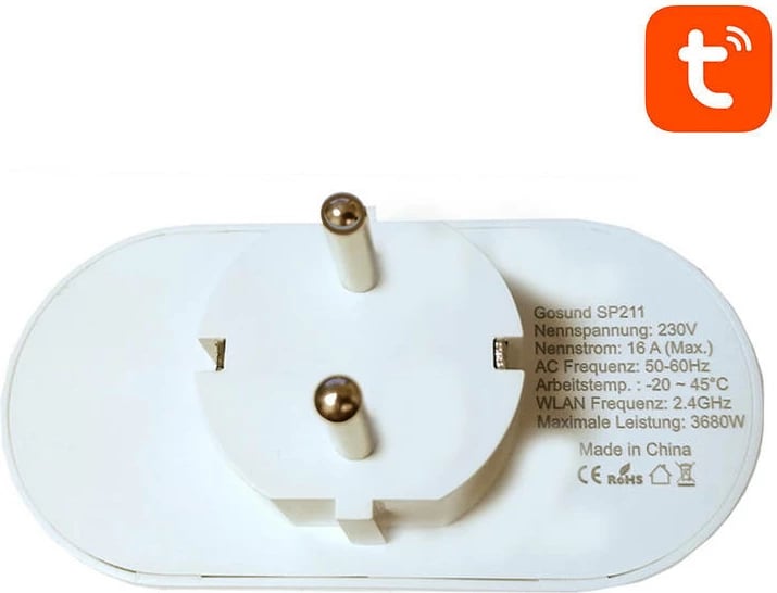 Prizë smart Gosund SP211, WiFi, 2 dalje, 3680W, e bardhë