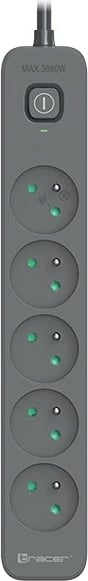 Prizë me mbrojtje nga rrymat Tracer Power Line+, 5 dalje, 5m, Graphite