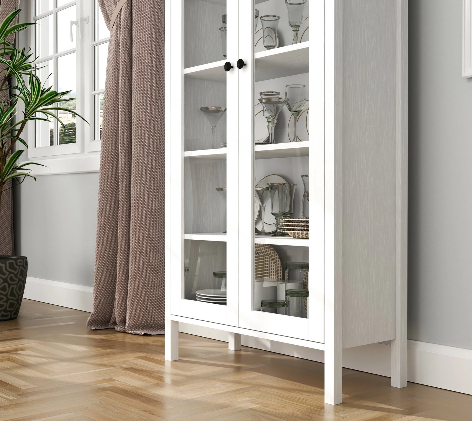 Raft librash Hanah Home, FRN-20074, ngjyrë druri dhe e bardhë