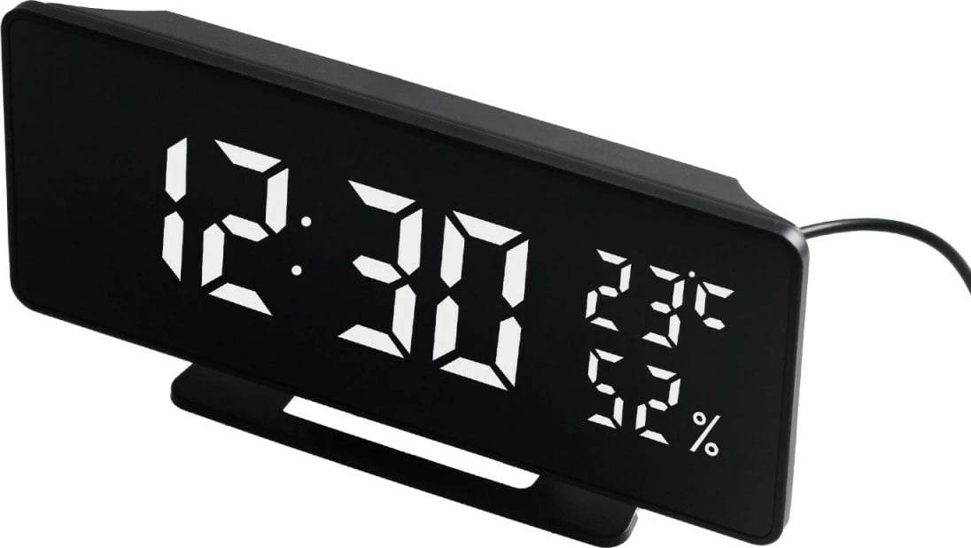 Orë alarmi GreenBlue GB395 me termometër dhe higrometër, e zezë