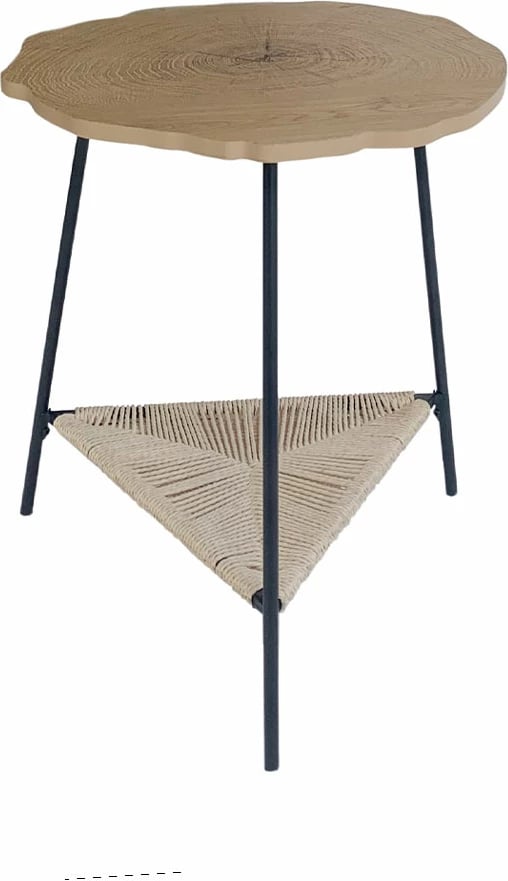 Tavolinë anësore Tree, natyrale e zezë, 46x46x52