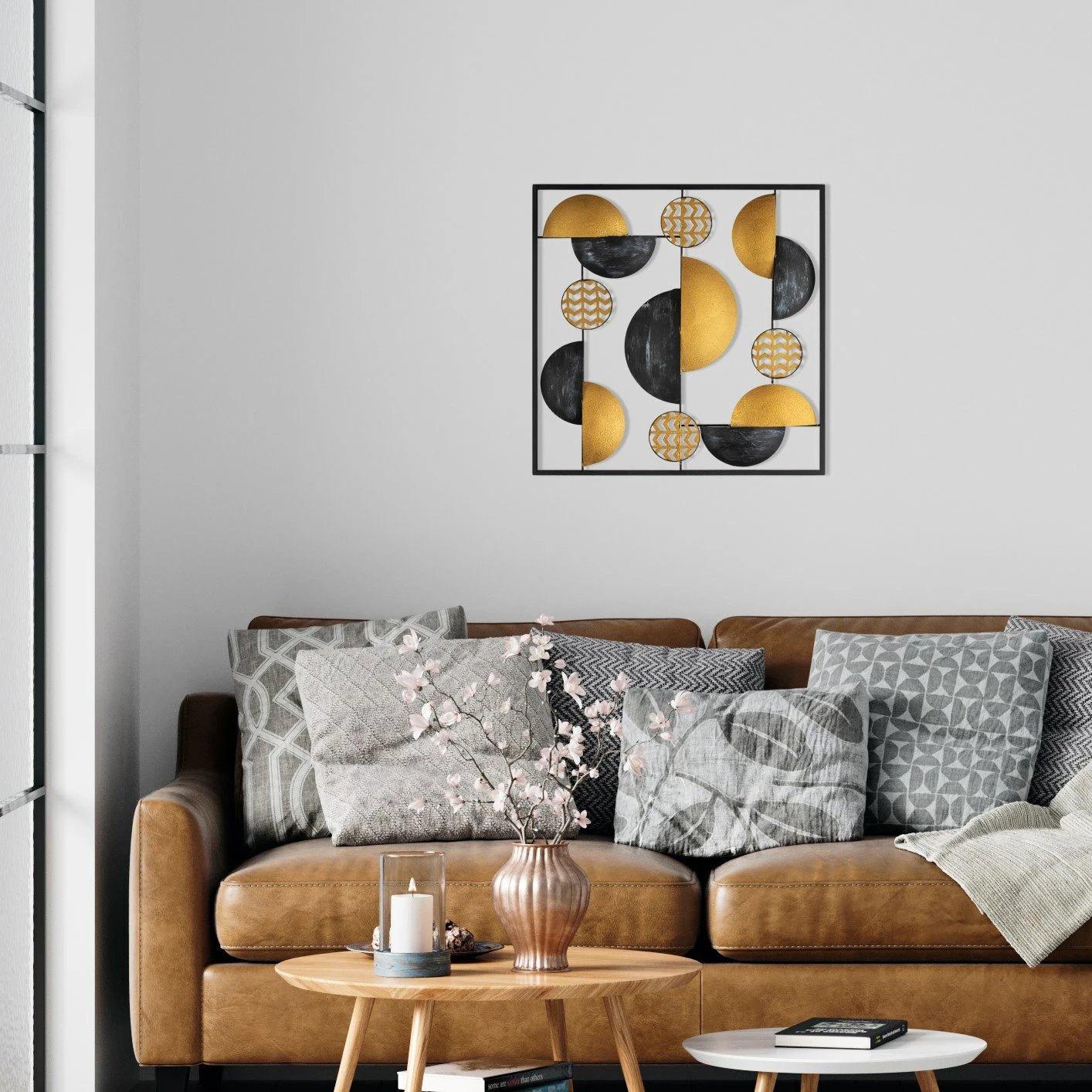 Aksesor dekorativ metalik Wallity Aurora, shumëngjyrësh, 55x5x55cm