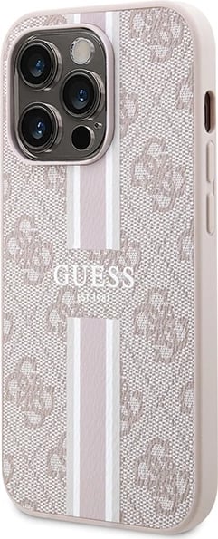 Mbështjellës Guess 4G Printed Stripes MagSafe për iPhone 15 Pro, Rozë