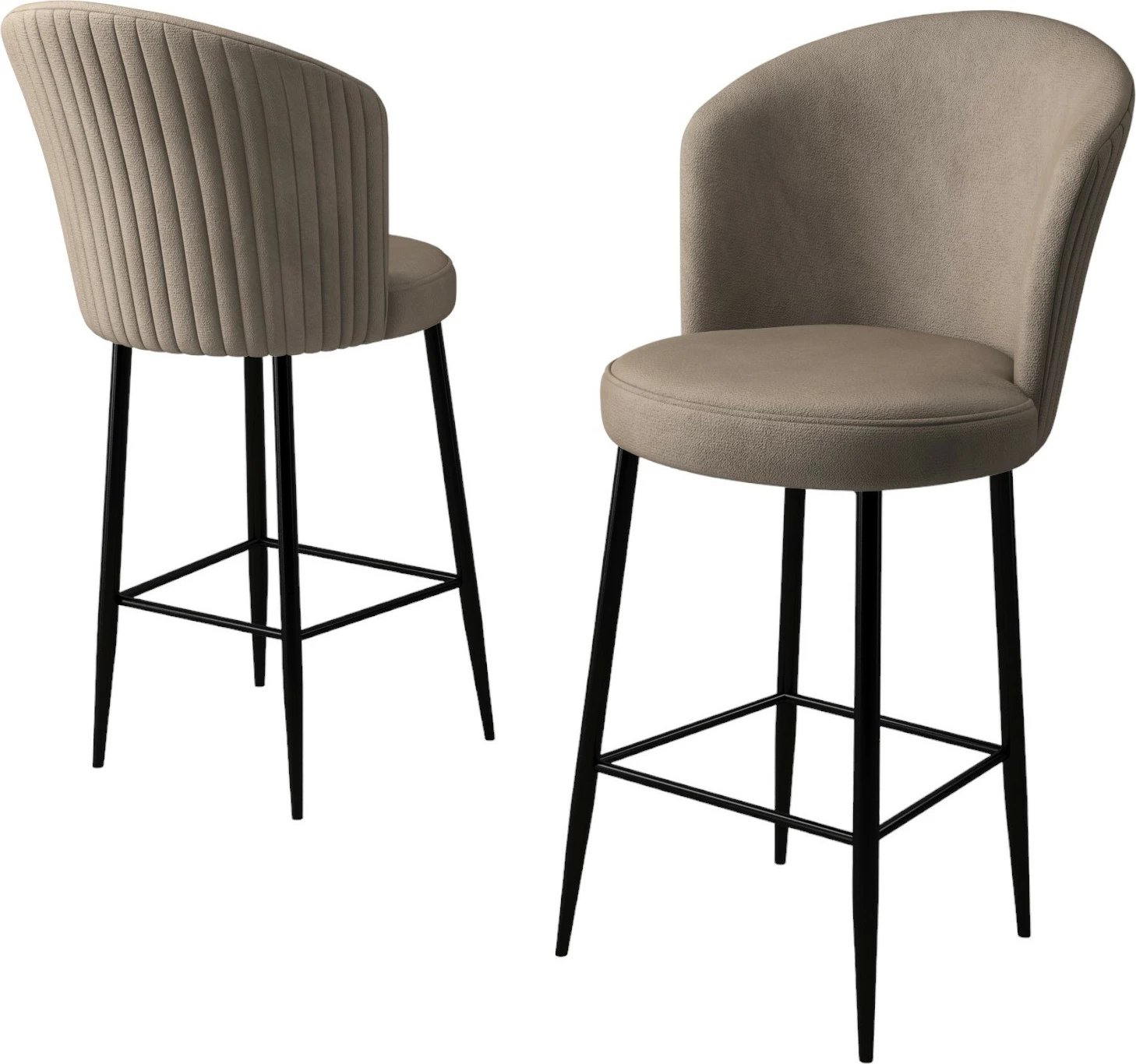 Set karrigesh për bar, Hanah Home, Alte, kapuçino, e zezë (2 copë)