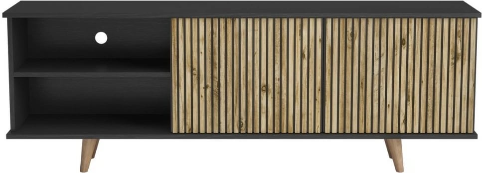 Komodë TV Hanah Home, FRN-9002-3, ngjyrë druri, e zezë, Atlantic Pine, 180x64x35cm