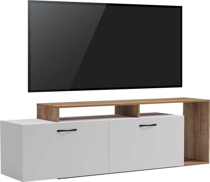 Komodë TV Tobler, ngjyrë e bardhë-lisi, 170x40x53cm