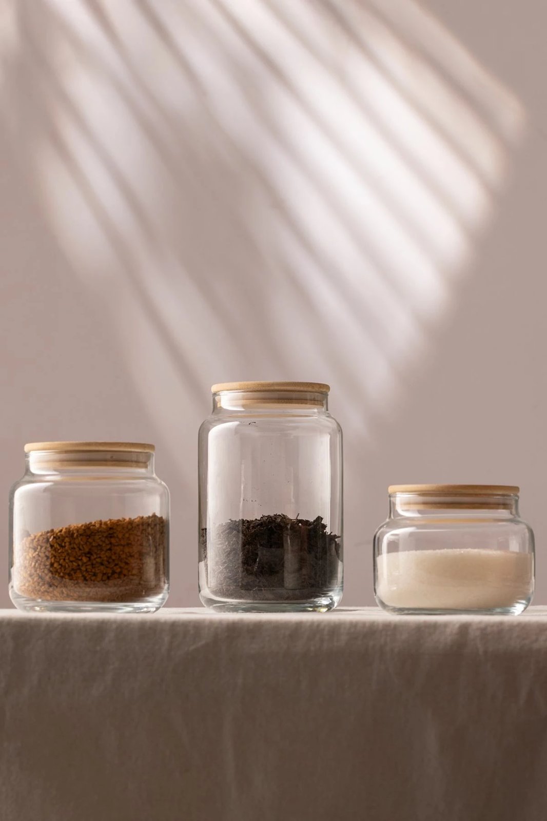 Set kavanozash prej qelqi, 3 copë, Hermia Concept, transparent