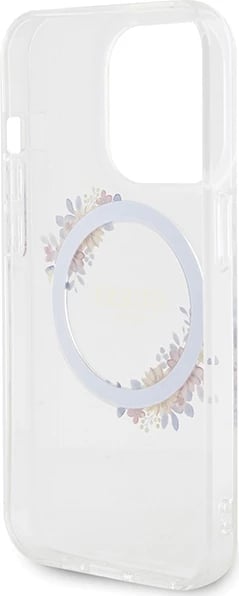 Mbështjellës Guess IML Flowers Wreath MagSafe për iPhone 15 Pro, Transparent Mbështjellës Guess IML Flowers Wreath MagSafe për iPhone 15 Pro, Transparent