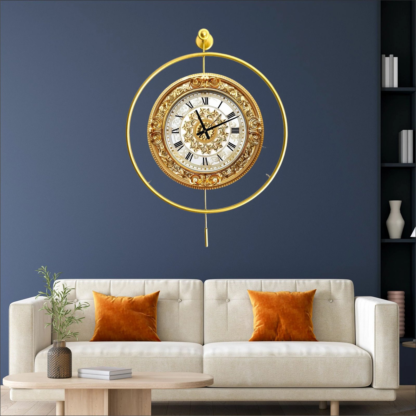 Orë muri dekorative prej metali, ngjyrë ari, Wallity Mclock-00135