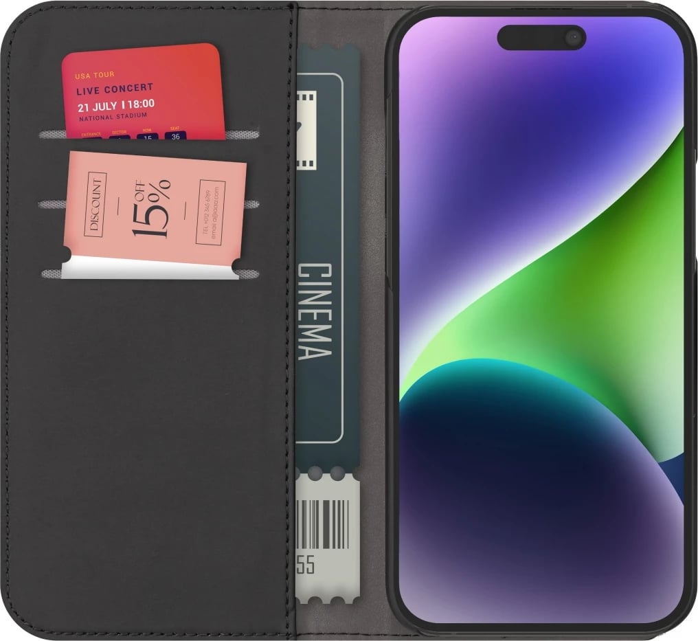 Mbështjellës portofol Puro Wallet Detachable MagSafe 2in1 për iPhone 15 Pro Max, lëkurë ekologjike, e zezë