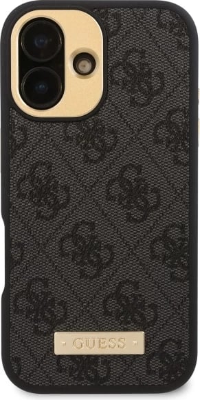 Mbështjellës Guess 4G Logo Plate MagSafe për iPhone 16, Zi