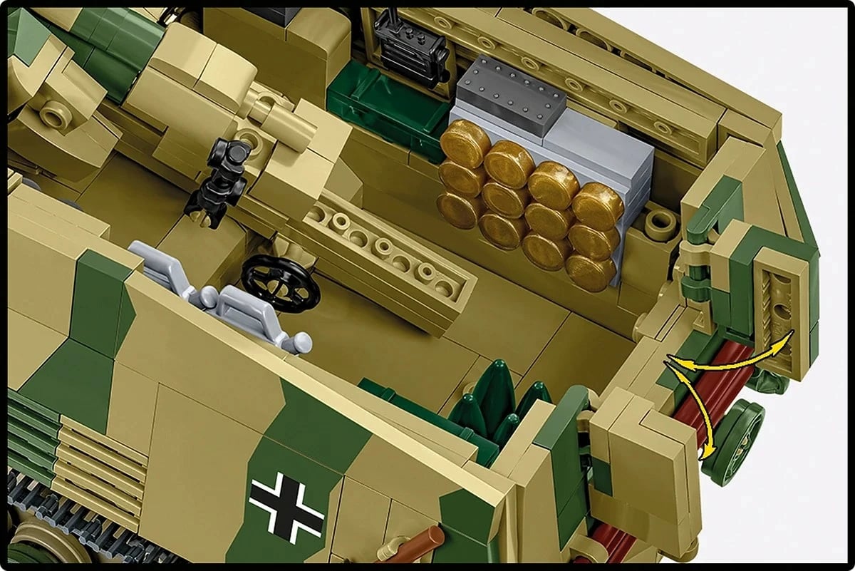 Set blloqesh ndërtimi, Cobi, Panzerhaubitze Hummel COBI-2663, 1118 pjesë, shkallë 1:28, me 2 figura