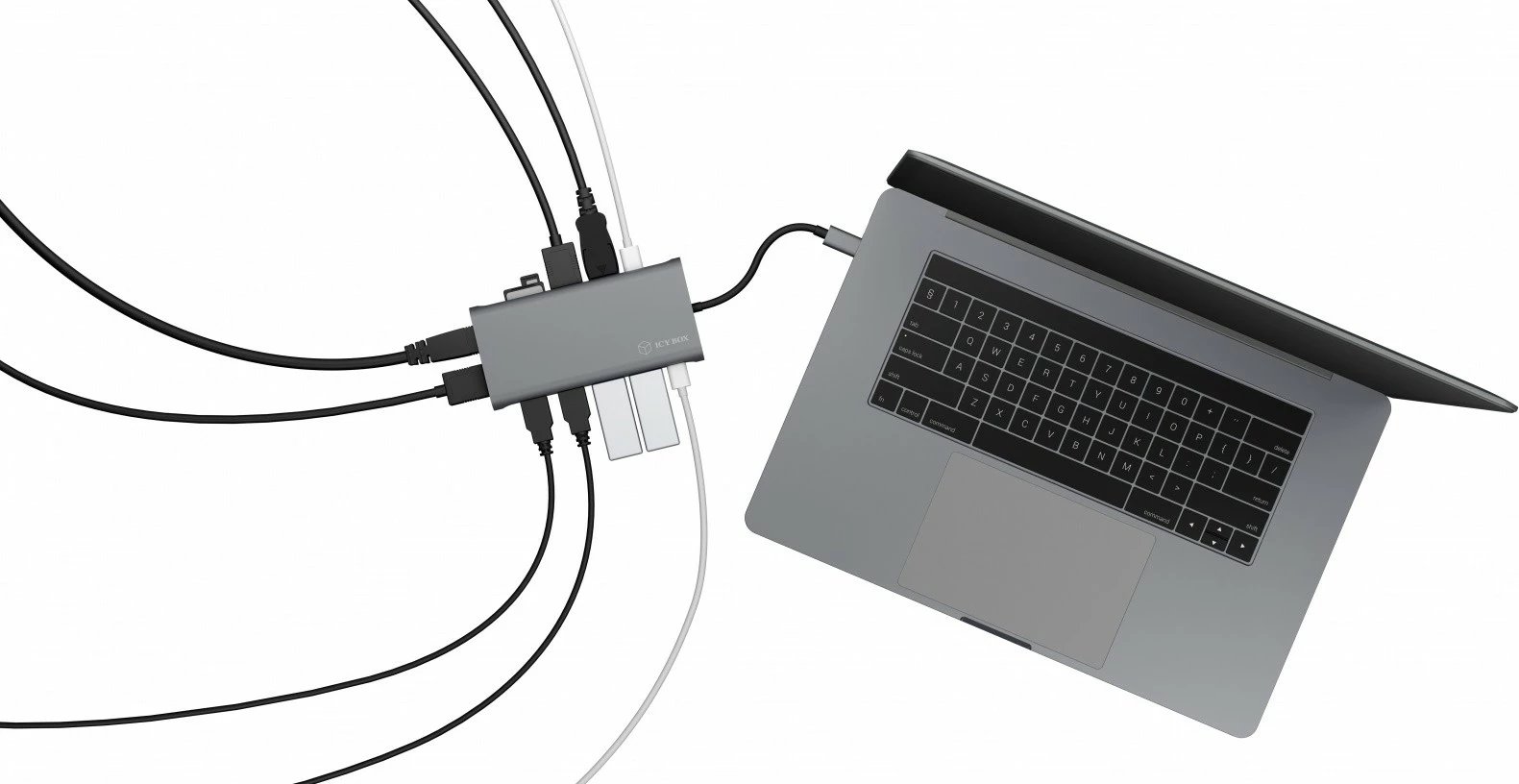 Stacion dokimi IcyBox IB-DK4050-CPD 12-në-1, anthracite/zi