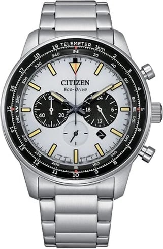 Orë dore CITIZEN CHRONO AVIATION për meshkuj, argjendi