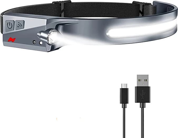Llambë koke LED Hurtel WLCHL03 me sensor lëvizjeje, 1200 mAh, USB-C, e zezë