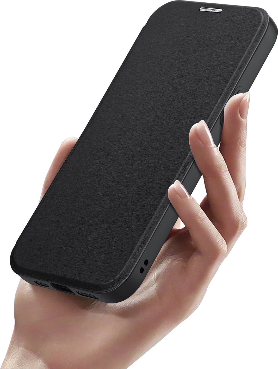 Mbështjellës me kapak magnetik MagSafe, Dux Ducis, Skin X Pro, për iPhone 15, me qëndrim dhe xhepa për karta/portofol, e zezë