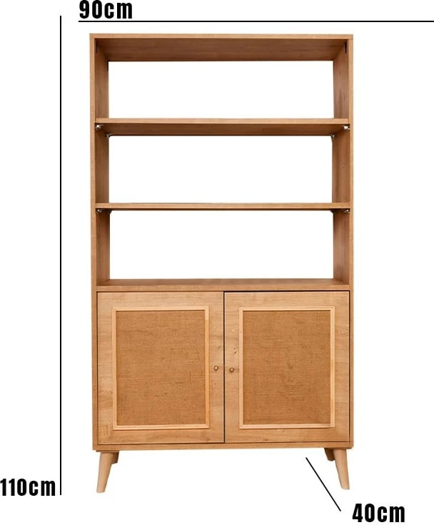 Raft librash Skye Decor, dru panje, pëlhurë jute, 40x90x110cm