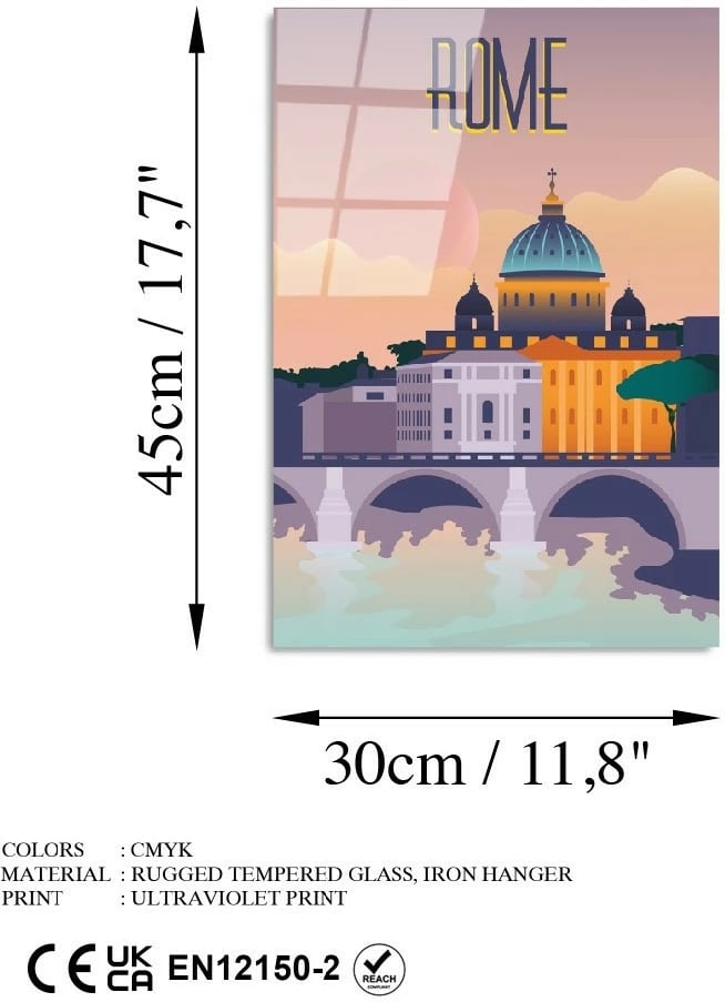 Pikturë dekorative prej xhami të temperuar, Wallity, UV-1026, 30x45cm