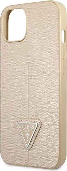 Mbështjellës Guess SaffianoTriangle Logo për iPhone 14 6.1", bezhë Mbështjellës Guess SaffianoTriangle Logo për iPhone 14 6.1", bezhë