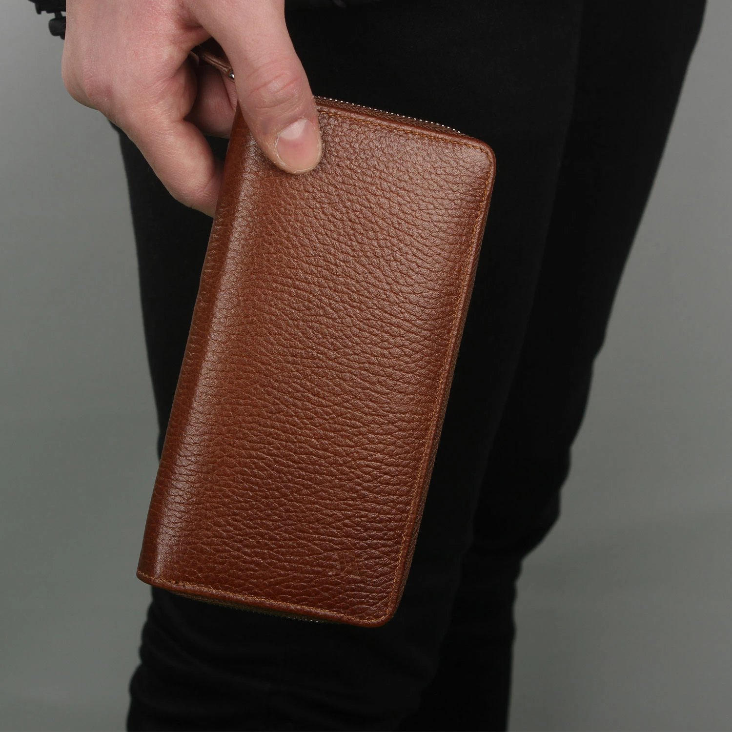 Portofol lëkure ngjyrë tan Zoozie Bags, 4601