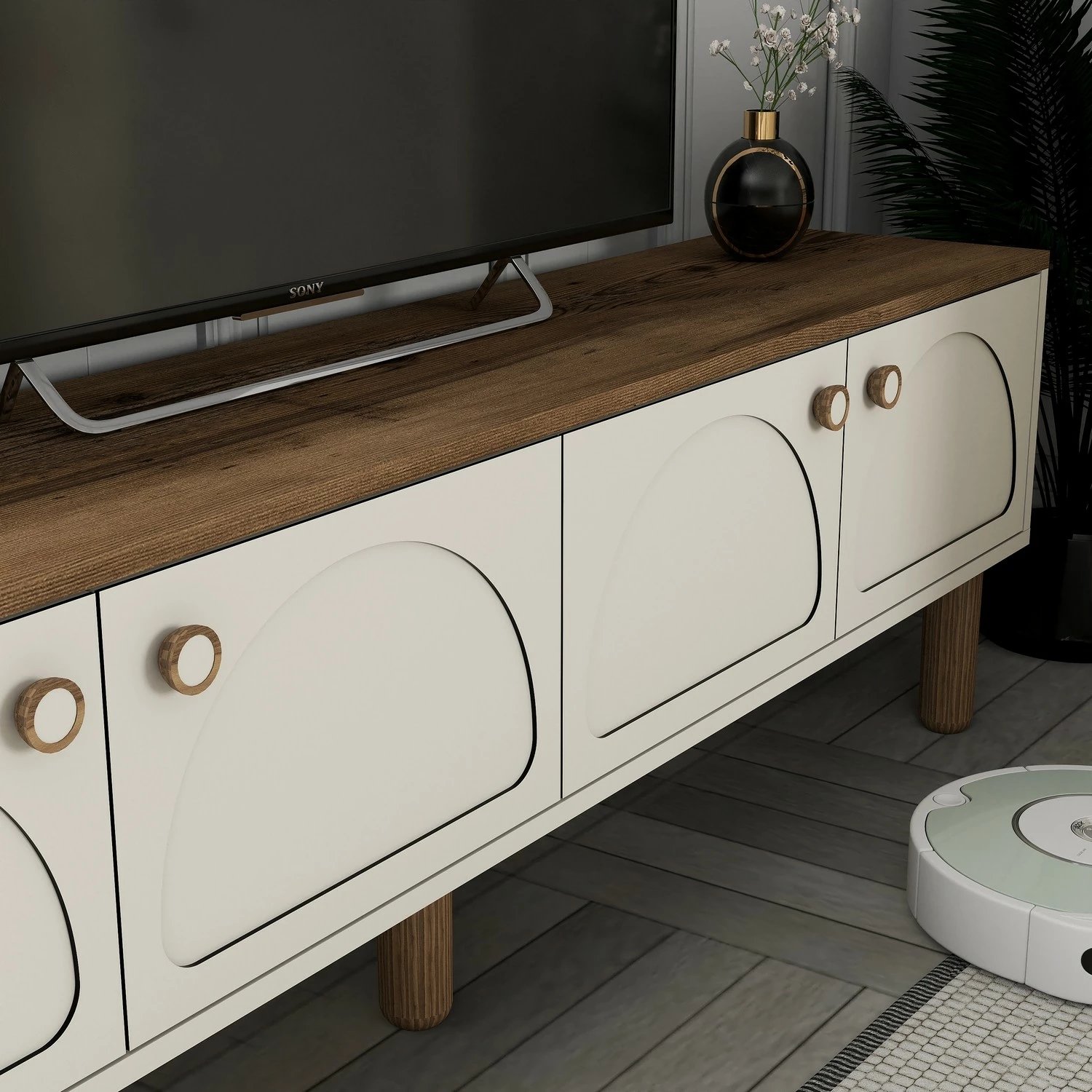 Komodë TV, ngjyrë krem, Skye Decor, Bohem 851