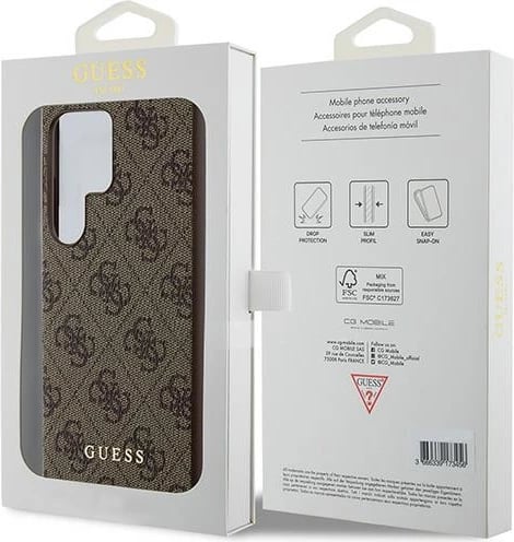Mbështjellës Guess 4G Metal Gold Logo për Samsung Galaxy S24 Ultra, Kafe