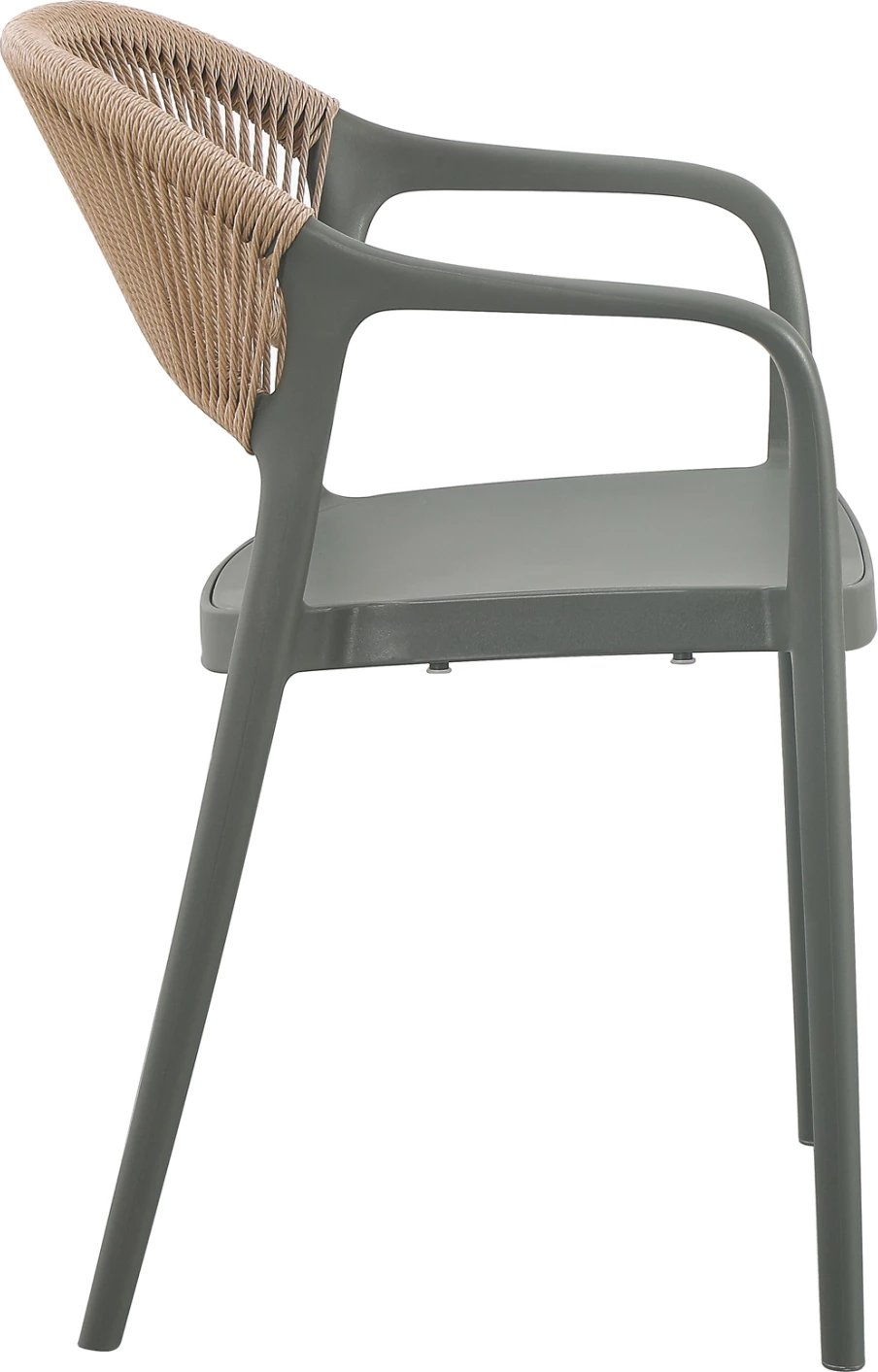 Karrige me krahë EVA, polipropilenë, ngjyrë ulliri, litar bezhë, 56.5x53x80cm