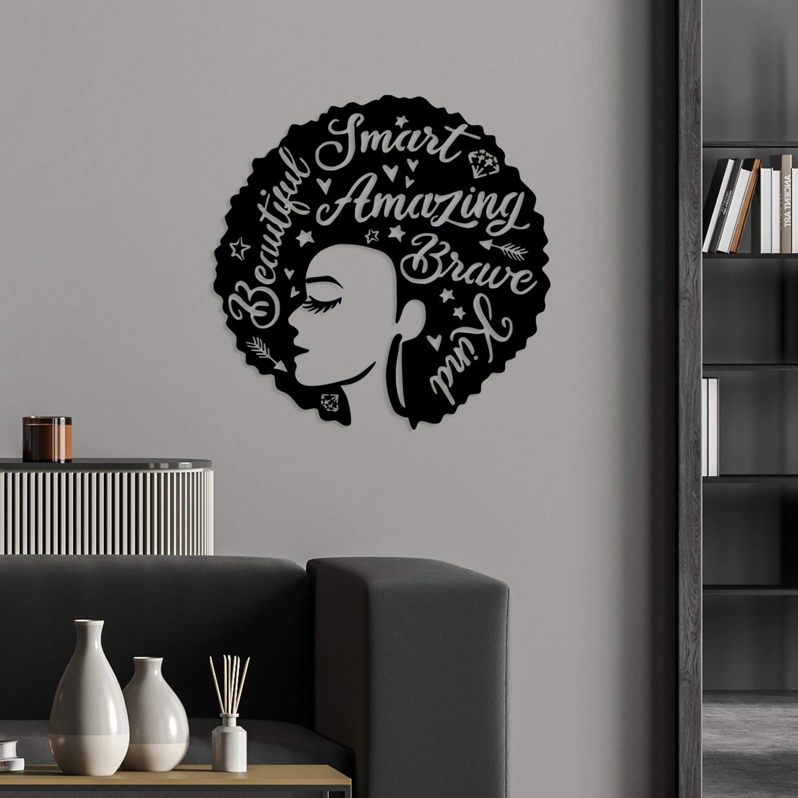 Aksesor dekorativ metalik për mur, Wallity, grua 1