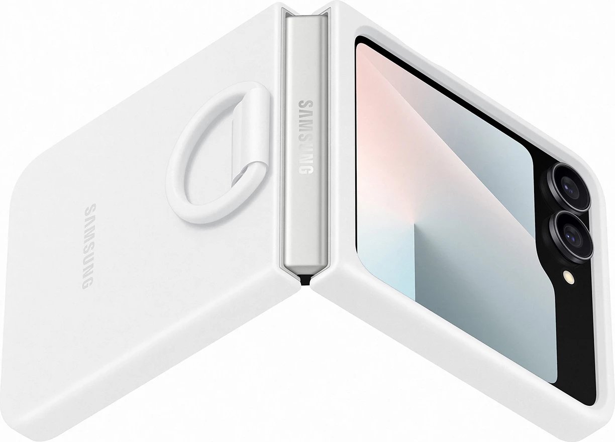 Mbështjellës silikon Samsung Galaxy Z Flip7 FE me unazë, Bardhë