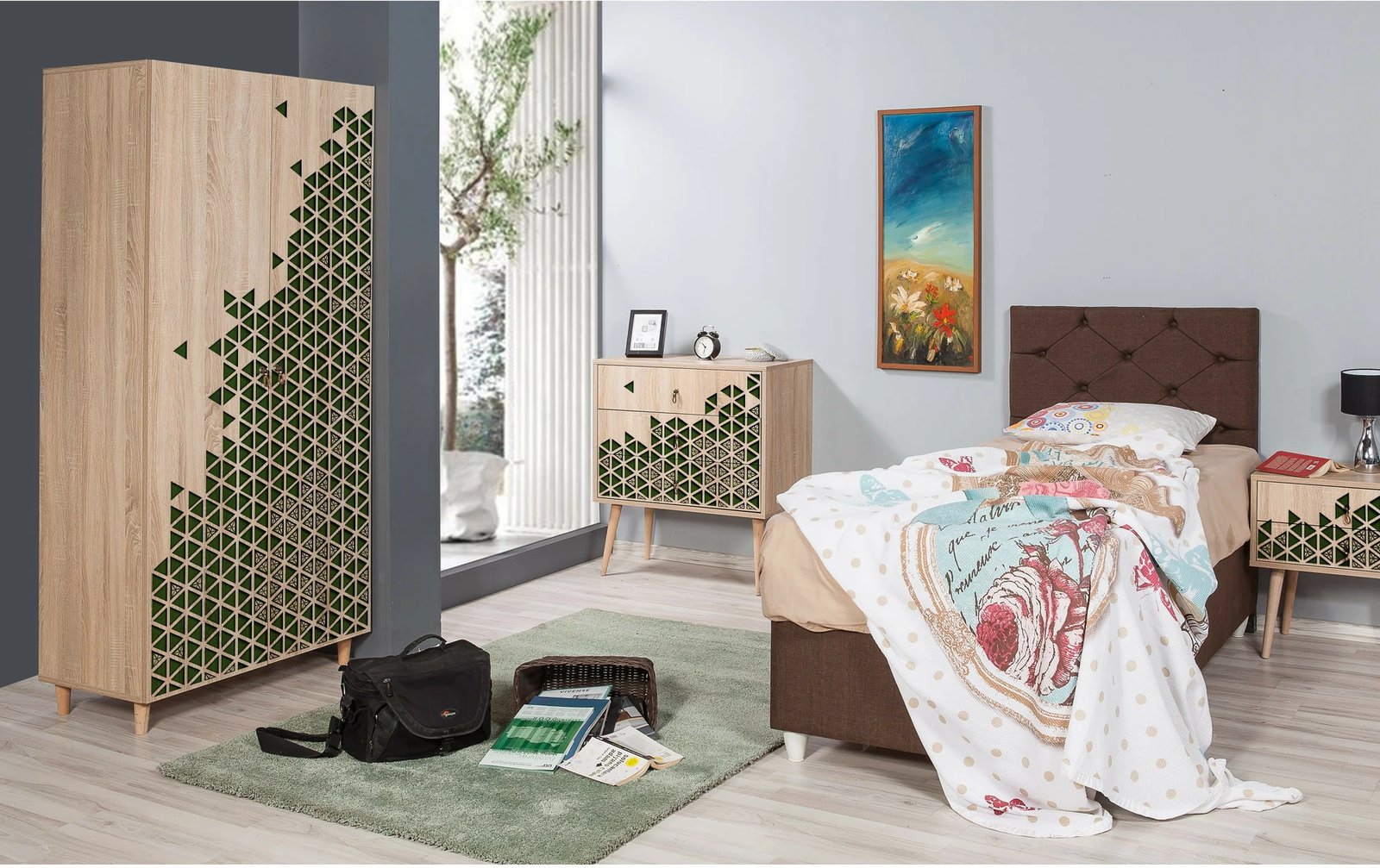 Dollap Skye Decor, stil modern, ngjyrë lisi Sonoma, 90x192x52cm