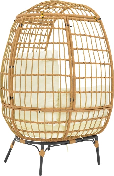 Karrige Frox ratan natyral-metal këmbë natyral-zeza-jastëk bezhë 96x76x145cm