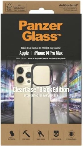 Mbështjellës PanzerGlass ClearCase Black Edition për iPhone 14 Pro Max, Transparent dhe Zi