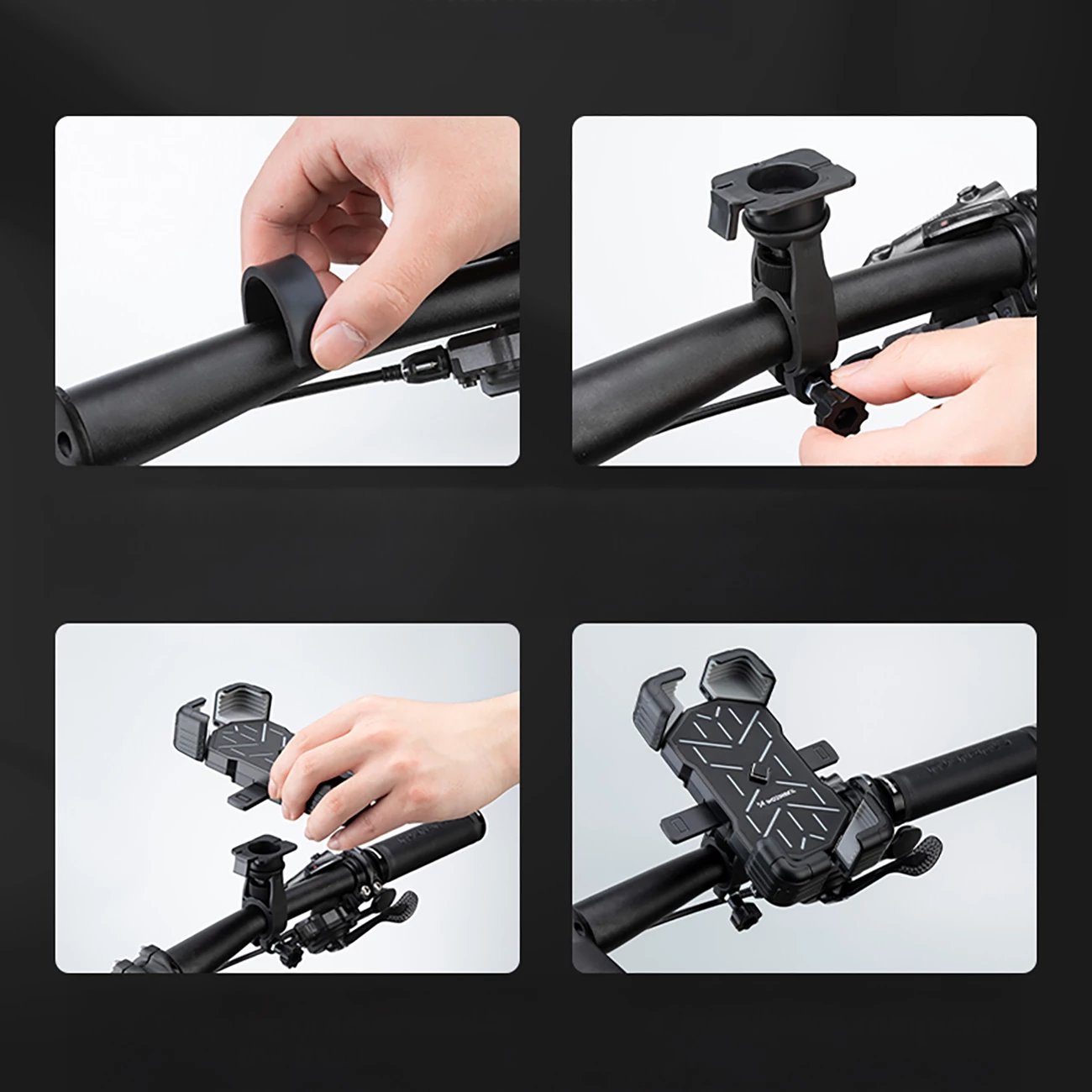 Mbajtëse telefoni për biçikletë, Wozinsky WUD-01B, për timon, 4.5-7.2", kapëse me buton lirimi, rregullim këndi, e zezë