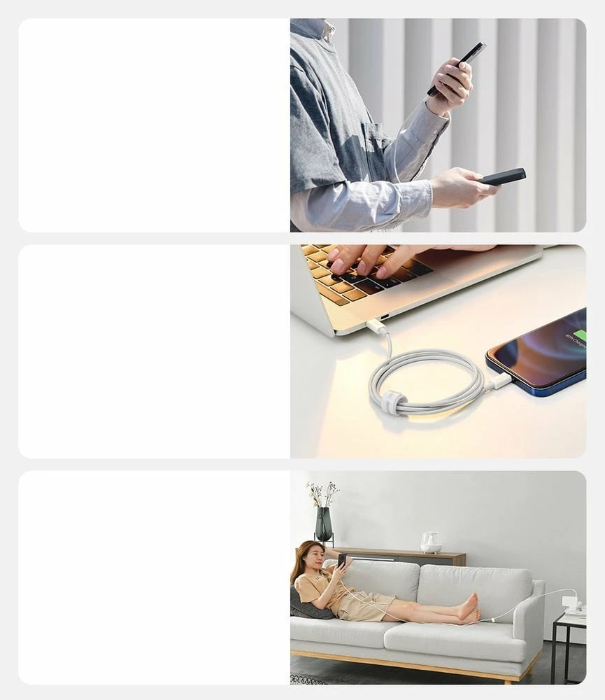 Kabllo Baseus Superior Series CATLYS-A02, USB-C në Lightning, 1 m, 20W, e bardhë