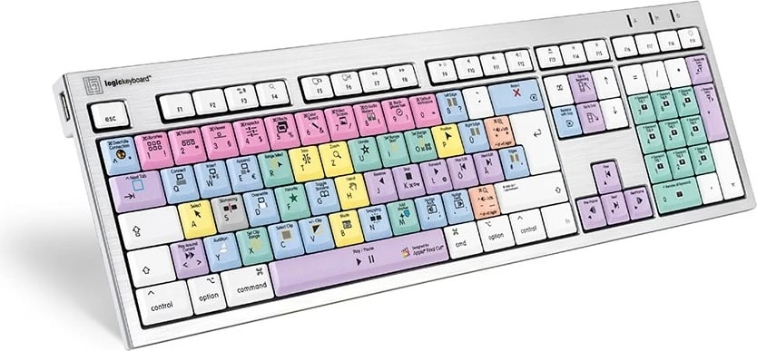 Tastierë LogicKeyboard Final Cut Pro X ALBA DE për Mac, taste të ngjyrosura