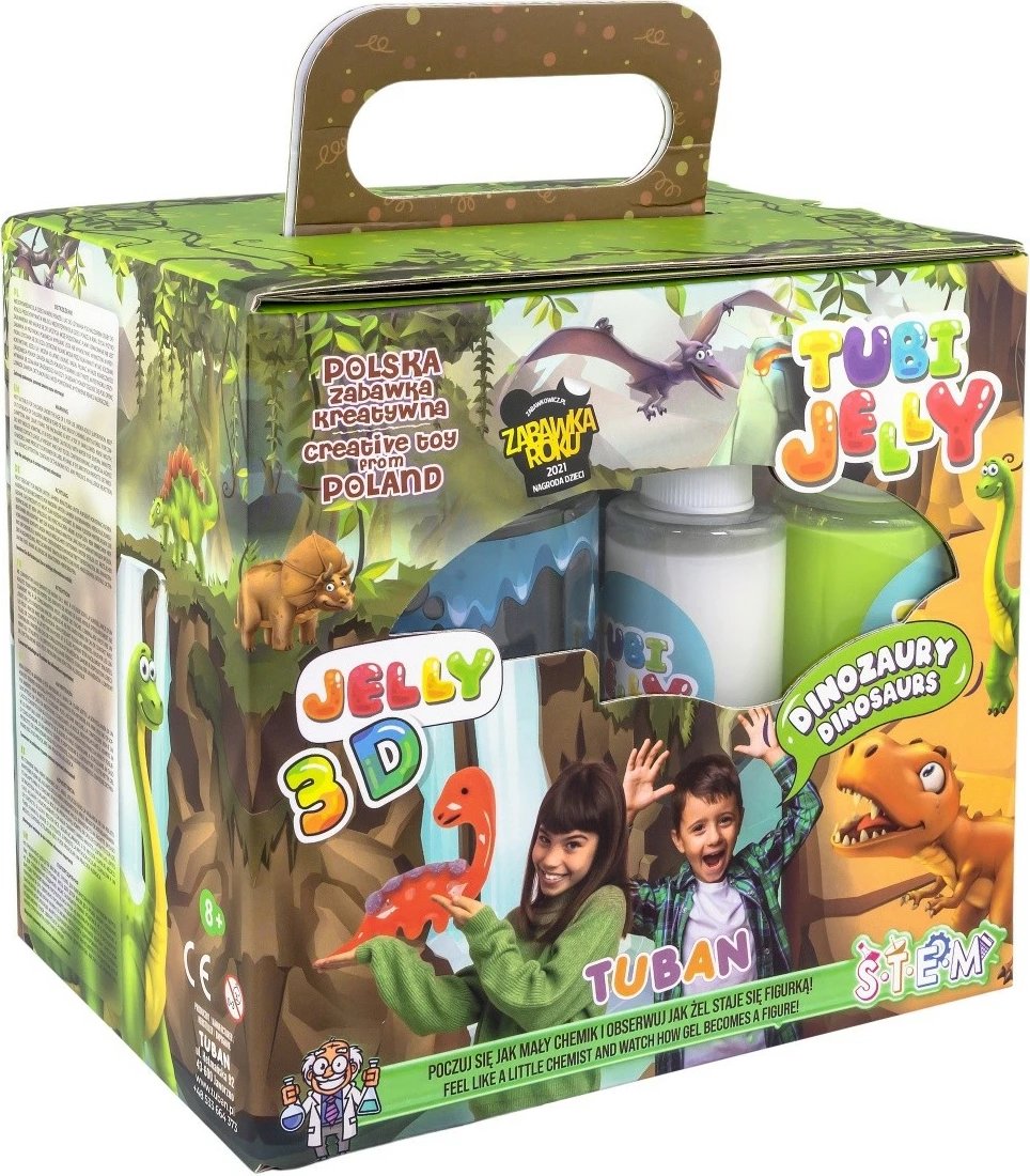 Set kreativ TUBAN Tubi Jelly me akuarium të vogël, 6 ngjyra xheli, dinosaurë, multikolor