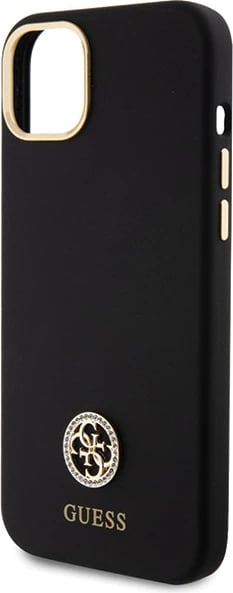 Mbështjellës Guess Silicone Logo Strass 4G për iPhone 15 Plus / 14 Plus 6.7", Zi