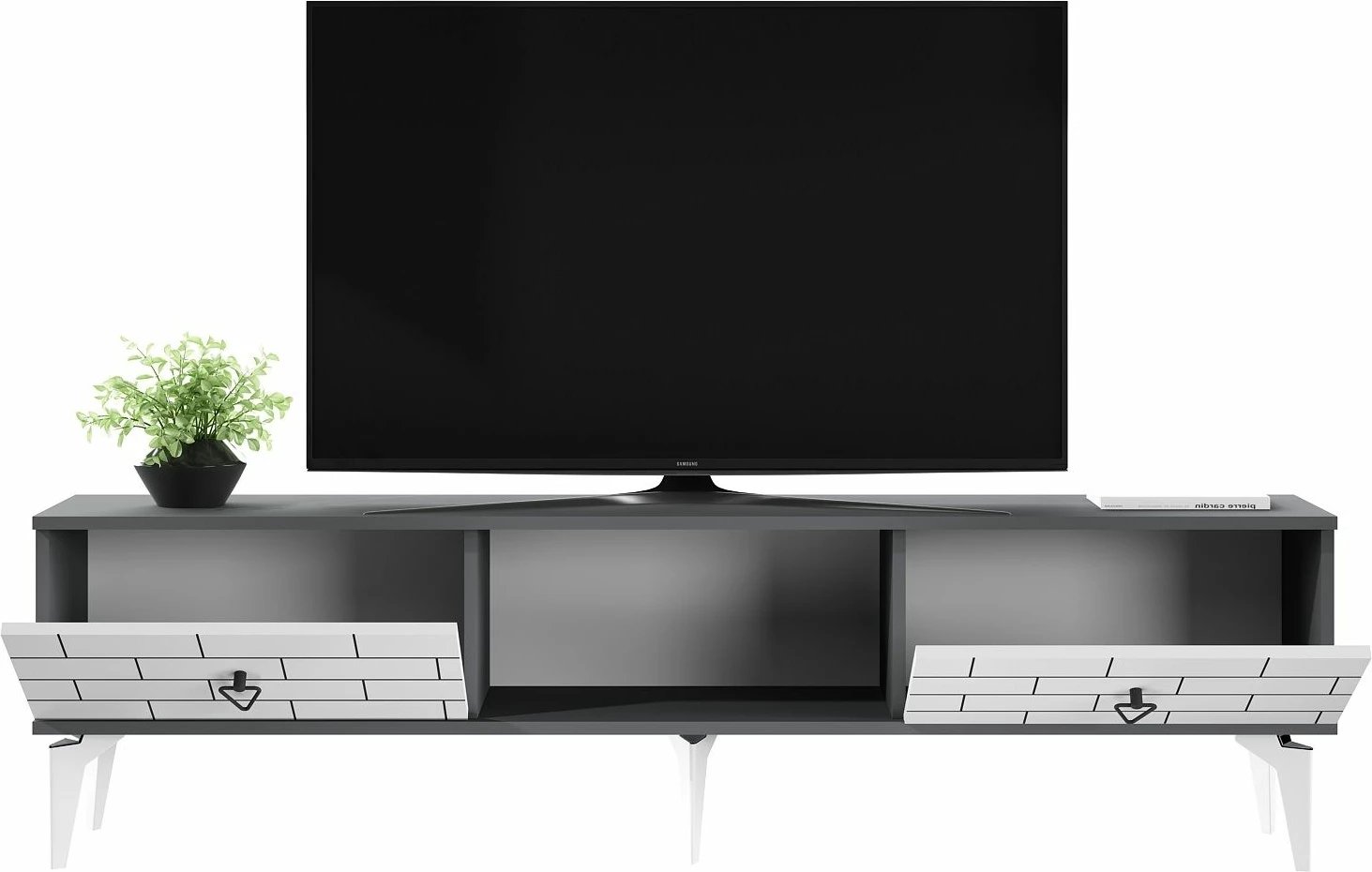 Komodë TV Skye Decor, ngjyrë antracit dhe e bardhë, Varna