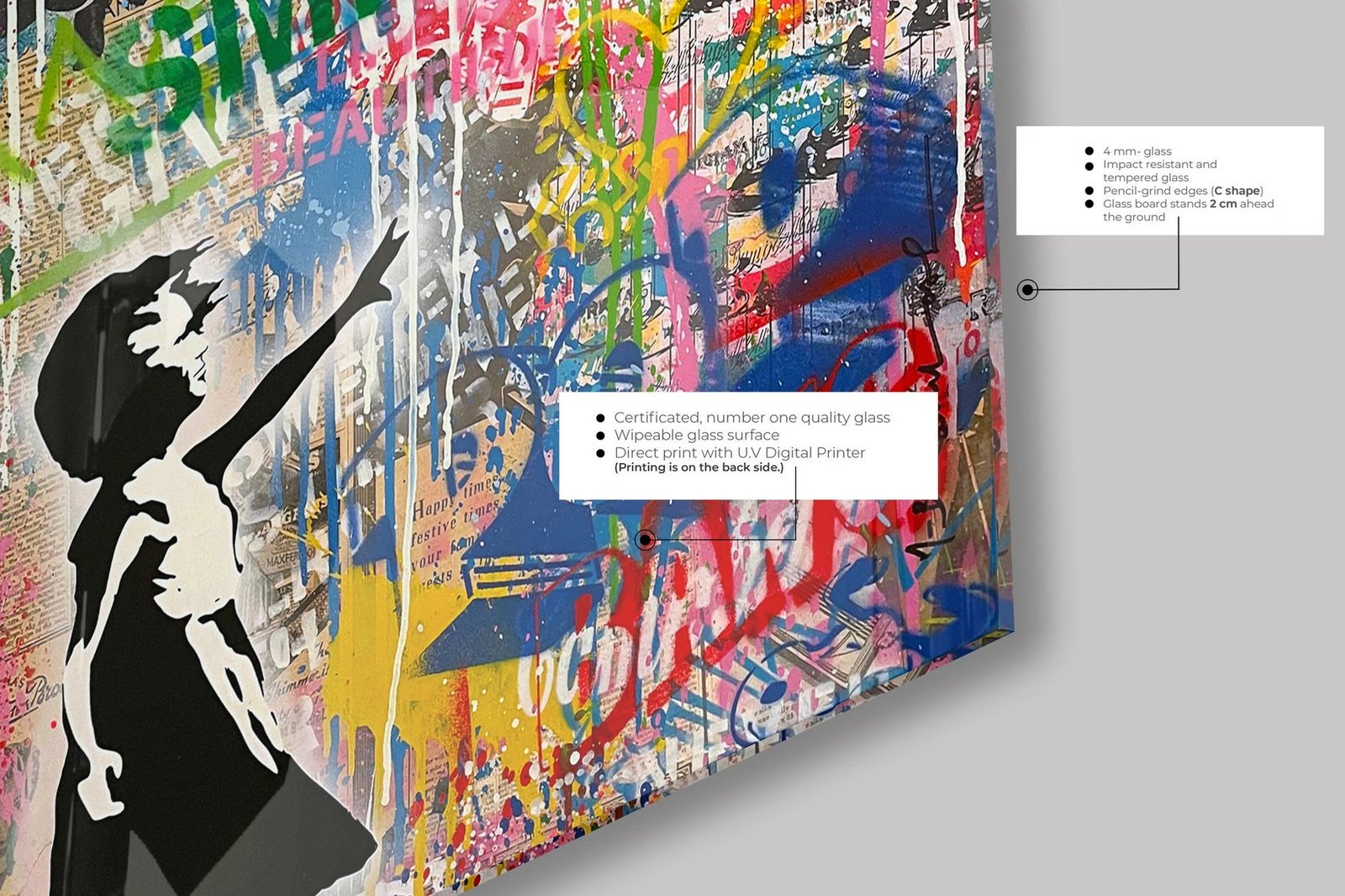 Pikturë dekorative prej xhami të temperuar, shumëngjyrëshe, CAM4124_5050