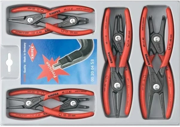 Set pincash KNIPEX Precision Circlip, e kuqe