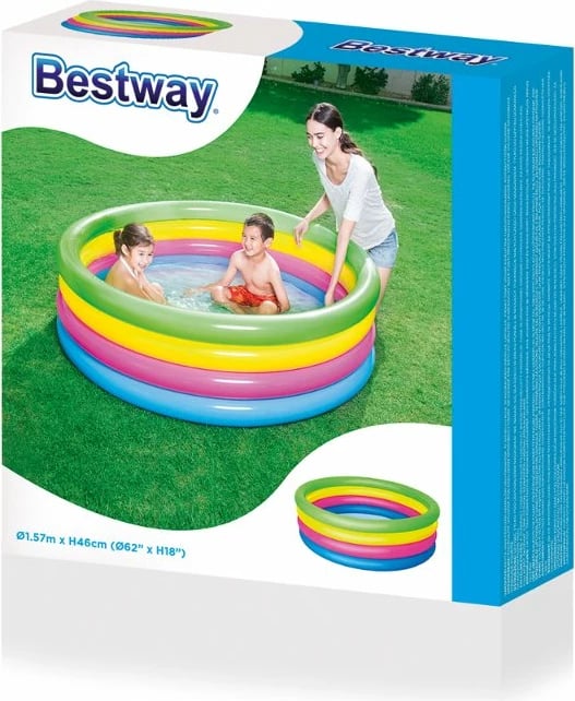 Pishinë e fryrë, Bestway, 157x46 cm, 522 L, PVC, shumëngjyrëshe